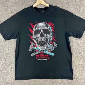 Metallica M72 World Tour Shirt Mens Large Black Skull Graphic Band Wolverine